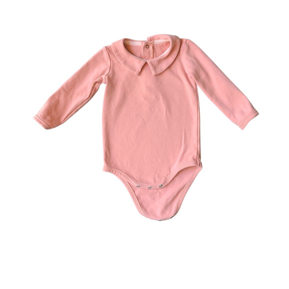 Collared Bodysuit in Rose Pink